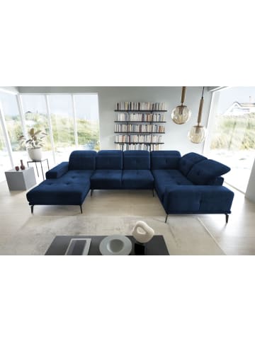 MF Design Nevido Recamiere Rechts in Navyblau -  (L) 201 x (B) 350 x (H) 77 cm