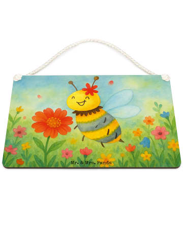 Mr. & Mrs. Panda Schild Biene Blume Design ohne Spruch in Weiß