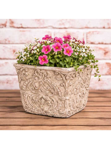 AltoBelli Blumentopf PERUGIA Beige Grau Zement Eckig 15x13 cm
