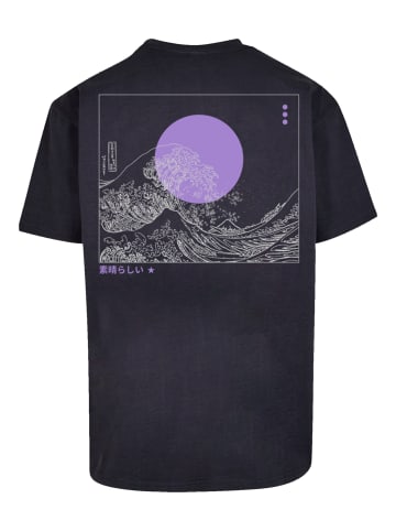 F4NT4STIC Heavy Oversize T-Shirt Kanagawa Welle in marineblau