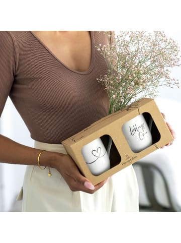 Villeroy & Boch 2er Set Kaffeebecher Lieblingsoma Statement in Weiß 280 ml in weiß