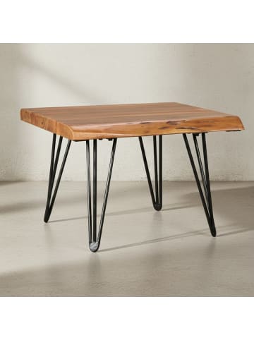 KADIMA DESIGN Massivholz Couchtisch Baumkante: Sheesham, Haarnadelbeine - Stilvoll