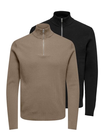 ONLY & SONS Sweattroyer Phil in Schwarz / hellbraun