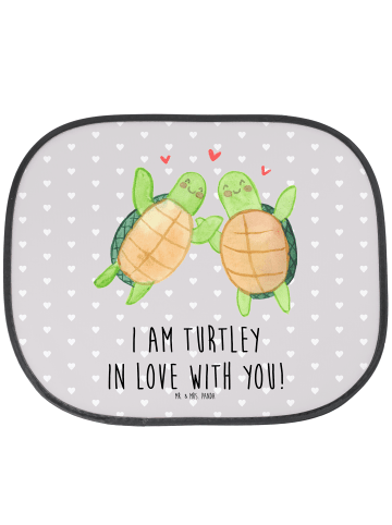 Mr. & Mrs. Panda Sonnenschutznetz Schildkröten Paar mit Spruch in Grau Pastell