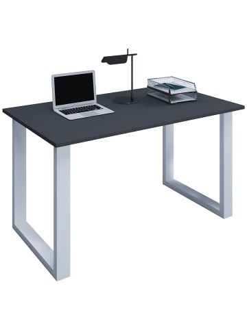 VCM Schreibtisch Bürotisch Computertisch 140x50 Lona U in Silber / Anthrazit