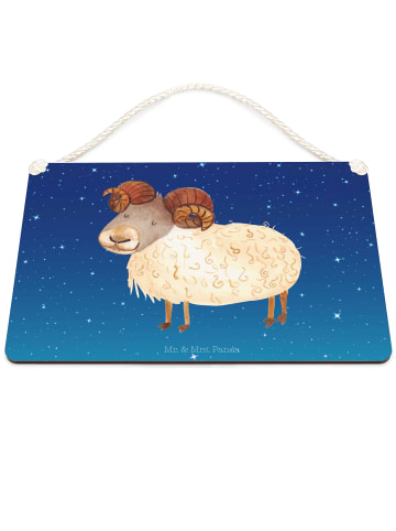 Mr. & Mrs. Panda Holzschild Sternzeichen Widder ohne Spruch in Sternenhimmel Blau