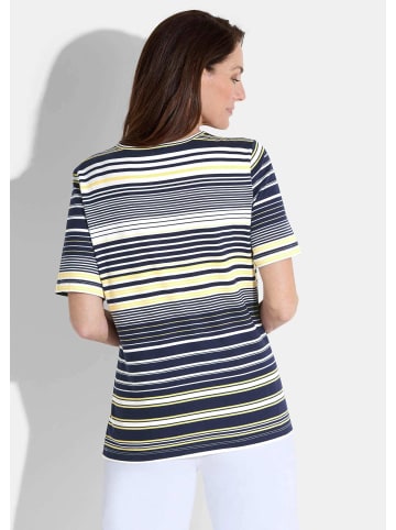 GOLDNER Kurzgröße:  Shirt in gelb / marine / weiß / gemustert