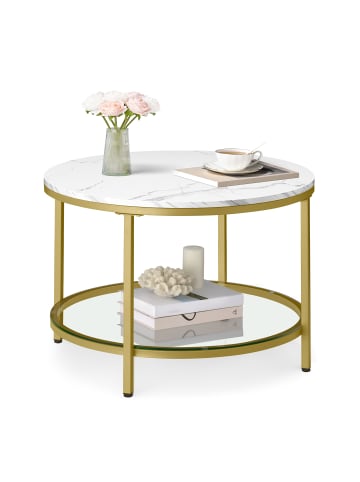 VASAGLE Couchtisch Baris in Weiß-Goldfarben - (B)65 x (H)46 x (T)46 cm