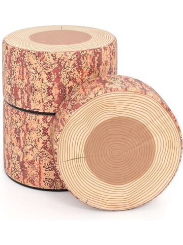 COSTWAY 3 tlg. Kinder Hocker Set Baumstumpf in Rot