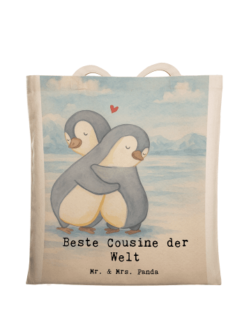 Mr. & Mrs. Panda Tragetasche Pinguin Beste Cousine der Welt Desi... in Weiß