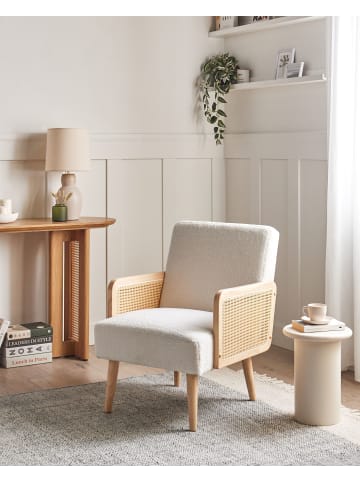 Beliani Sessel HOJBY in Weiß/Braun - (W) 61 x (H) 82 x (L) 74 cm