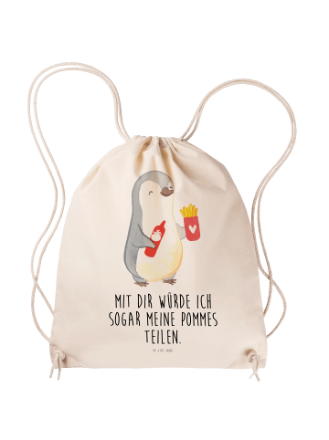 Mr. & Mrs. Panda Drawstring Bag Pinguin Pommes mit Spruch in Creme