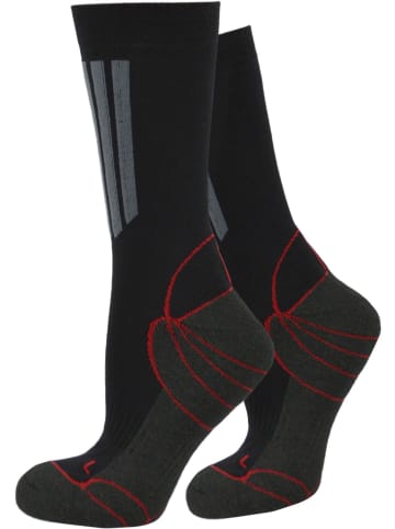 normani 2 Paar Allround-Sportsocken mit X-Static in Schwarz/Grau/Rot