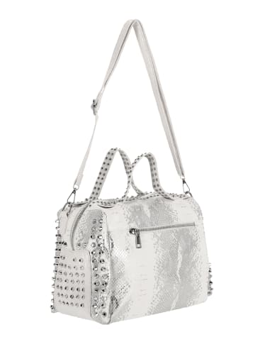 faina Women Satchel in Grey Snake