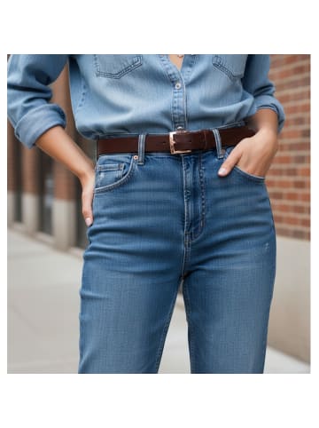 FRONHOFER Damen Ledergürtel Gold in Dunkelbraun