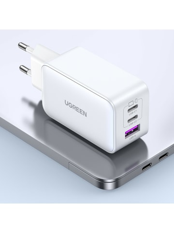 Ugreen Ugreen CD244 65W USB-A / 2x USB-C GaN-Schnellladegerät - Weiß in Weiß