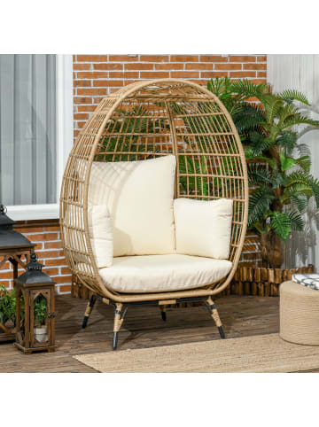 Outsunny Rattansessel,105L x 90B x 148H cm,Khaki+Beige