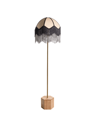 Beliani Stehleuchte UMGUZA in Naturfarben/Schwarz - (W) 42 x (H) 150 x (L) 42 cm