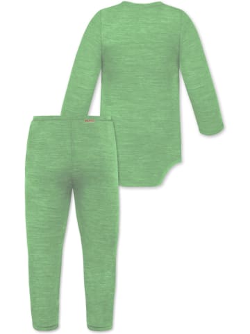 Normani Outdoor Sports Normani Outdoor Sports Baby Merino Langarm Wickelbody und Merino Hose in Grün