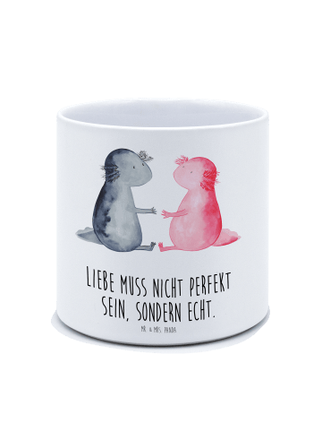 Mr. & Mrs. Panda Blumentopf Axolotl Liebe mit Spruch in Weiß