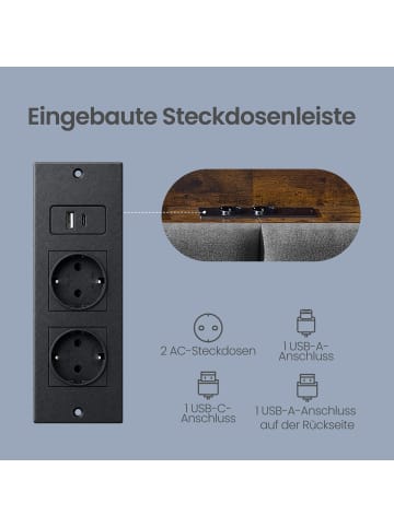 VASAGLE Bettgestell Conner in Schwarz-Braun - (B)140.5 x (H)104.5 x (T)218.3 cm