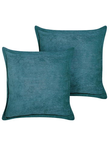 Beliani 2er-Set Dekokissen ZINNIA in Blau