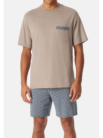 Schiesser Schlafanzug Comfort Nightwear in Braungrau