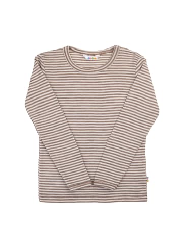 Joha Langarmshirt Merinowolle/Seide in dark beige