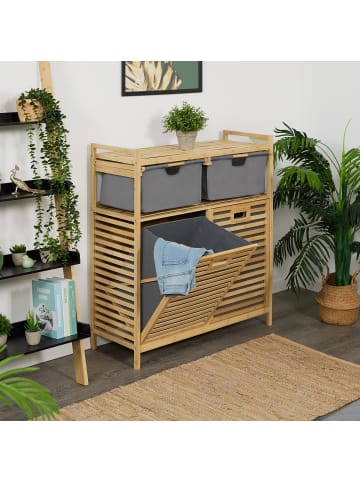 relaxdays Wäschekorb in Natur/ Grau - (B)88 x (H)95 x (T)33 cm