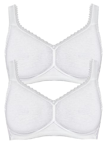 SUSA 2er Pack Baumwoll BH ohne Bügel Organic Cotton in Weiss Weiss