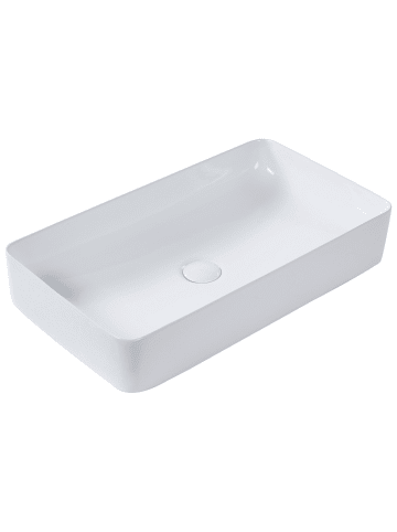 Beliani Waschbecken ULUA in Weiß - (W) 61 x (H) 11 x (L) 35 cm