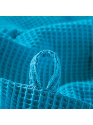 Erwin Müller Piqué Unisex-Bademantel kurz Hohenfels in türkis