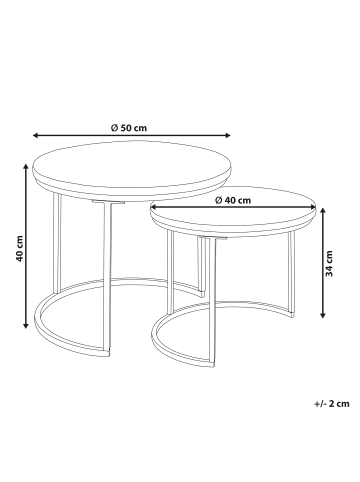 Beliani 2er-Set Tisch Set CLATON in Schwarz