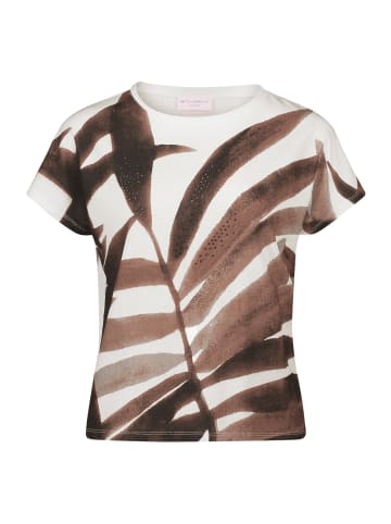 Betty Barclay Strukturshirt mit U-Boot-Ausschnitt in Weiß/Braun