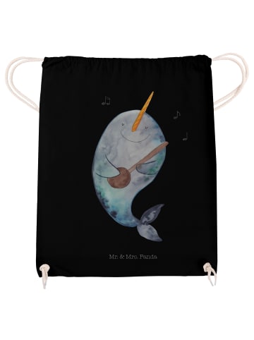 Mr. & Mrs. Panda Turnbeutel Narwal Gitarre ohne Spruch in Schwarz