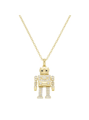 Giorgio Martello Milano Kette Anhänger "Roboter" Mit Zirkonia in Gold