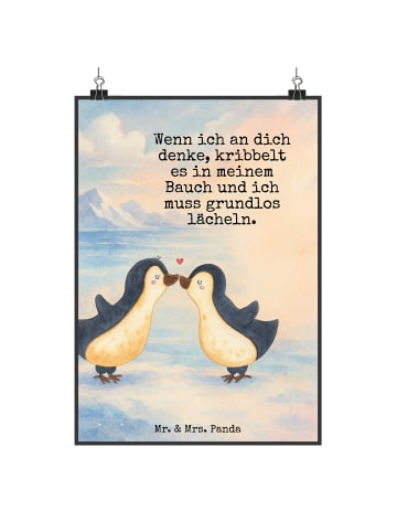 Mr. & Mrs. Panda wandkunst Pinguine Kuss Design mit Spruch in Weiß
