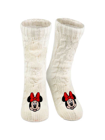 Disney Disney Minnie Mouse Hüttensocken Strick Haussocken Kuschelsocken in weiß