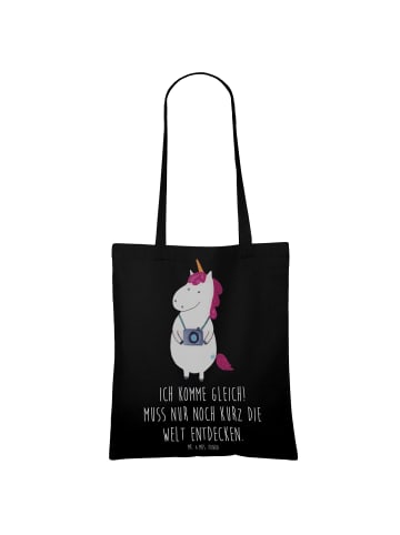 Mr. & Mrs. Panda Shopping Tasche Einhorn Fotograf mit Spruch in Schwarz