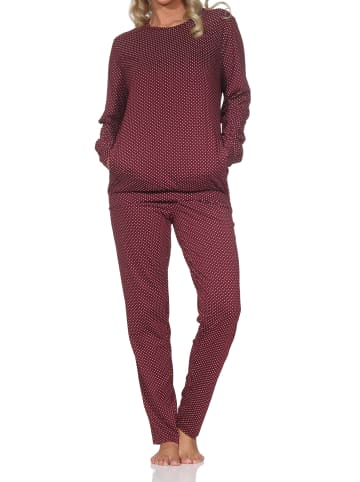 NORMANN Langarm Schlafanzug Pyjama Bündchen Tupfen Optik in Allover2