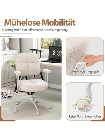 COSTWAY ergonomischer Drehstuhl mit Armlehnen & Rollen in Beige
