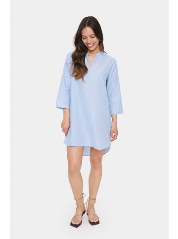SAINT TROPEZ Stricktunika SigridSZ Lockere Passform in Soft Chambray Shimmer Stripe