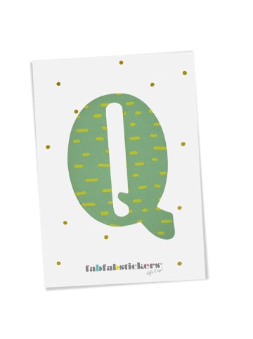 Fabfabstickers Buchstabe "Q" aus Stoff in Green-Mix zum Aufbügeln