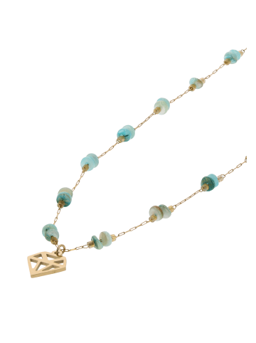 grassland Women Multi-Strand Necklace in Gold Aqua