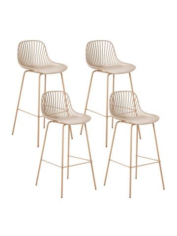 Beliani 4-tlg Barhocker KLEVE in Beige/Braun