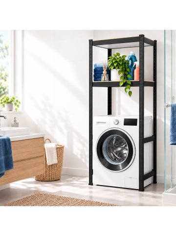 relaxdays Waschmaschinenregal in Schwarz - (B)70 x (H)150 x (T)40 cm