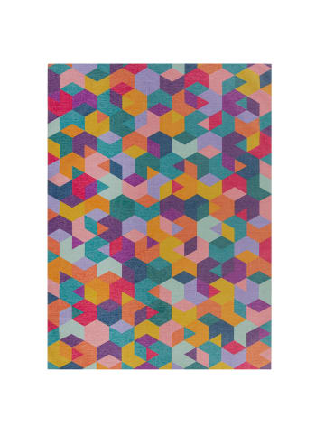 KADIMA DESIGN Waschbarer Teppich Hexagon Geometrisch, schmutzabweisend in Multicolor
