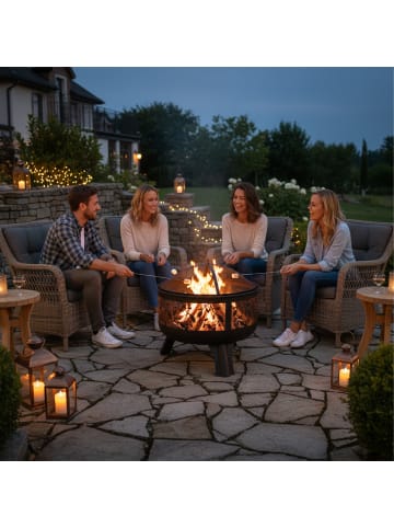 relaxdays Feuerschale in Schwarz - (H)60 x Ø 60 cm