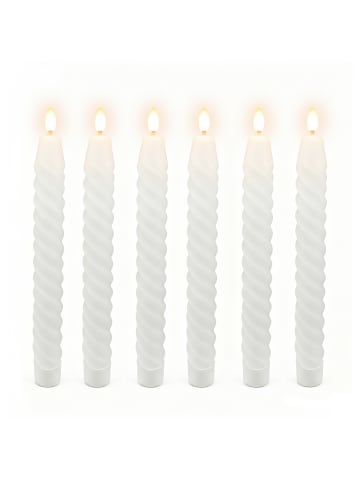 relaxdays 6 x LED Stabkerzen in Weiß