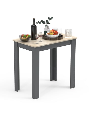 VCM Holz Esstisch Küchentisch Esal 80 x 50 cm in Anthrazit / Honig-Eiche